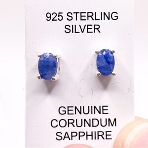 Sterling Silver Blue Sapphire Earrings